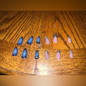 3 for $12 Blue Press-On Nails with Rhinestones